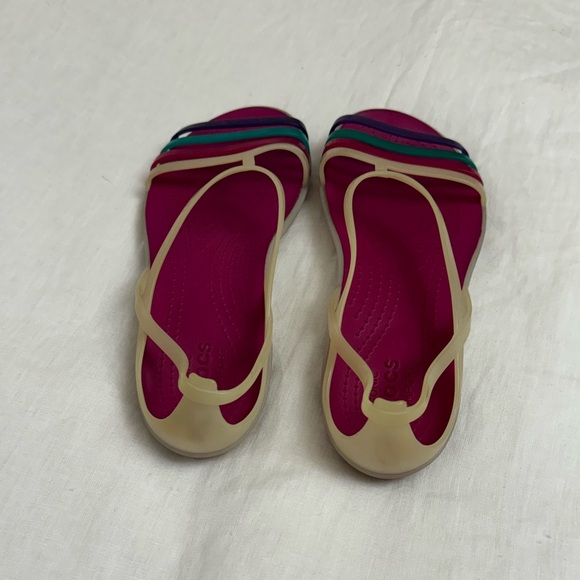 Crocs Isabella Pink Slip On Colorful Sandals Size 10 Summer Casual - Picture 9 of 11
